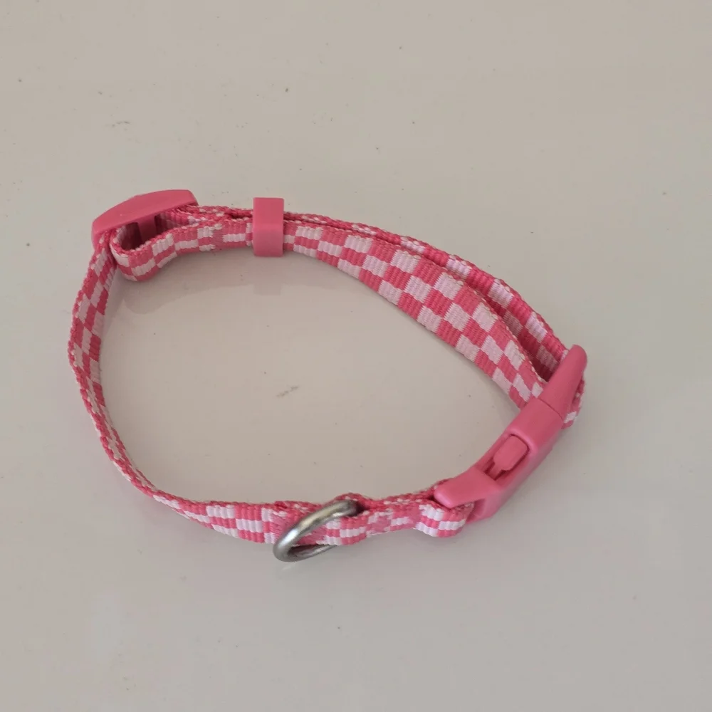 Pink Checkered Dog Collar